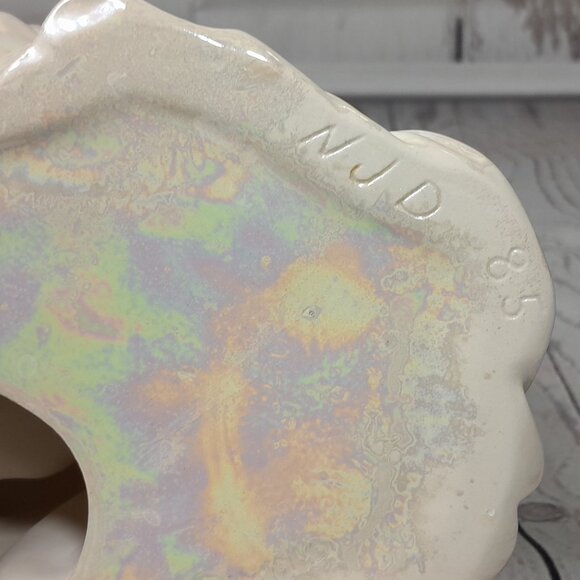 Holy Family Statue Joseph Mary Baby Jesus Ceramic Atlantic Mold Iridescent Pearl - Picture 13 of 16